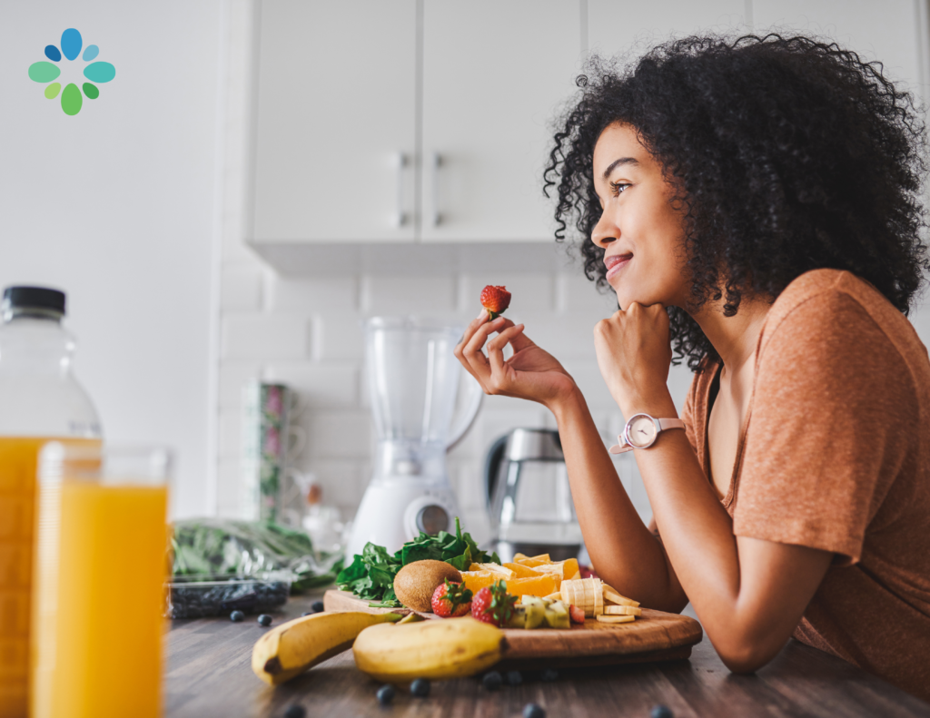 a woman practicing the art of intuitive eating