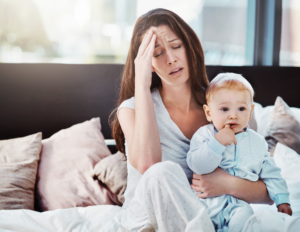 a woman suffering from postpartum depression.