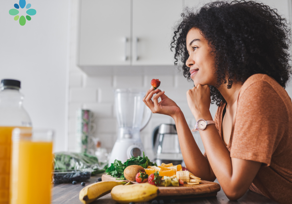 a woman practicing the art of intuitive eating